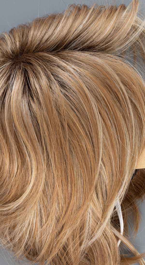 Nutmeg R - Light Honey Brown base with Light Blonde highlights and Dark Brown Roots (+$5.00)