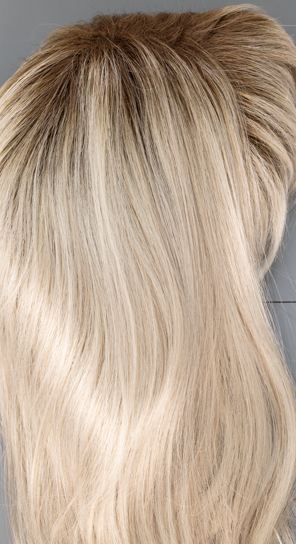 Milky Opal R - Soft Light Opal Blonde Progressing to a Platinum Blonde with Dark Roots