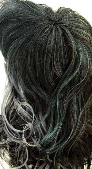 Cosmic Teal - Black Roots with Teal (Bluish Green) with Grey and White Highlights