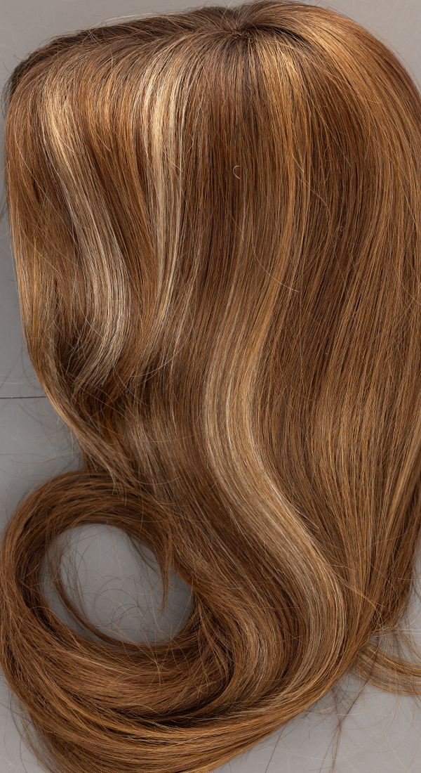 Almond Spice R - Light Brown and Medium Brown Blended with Golden Blond Highlight and Dark Brown Roots (+$5.00)