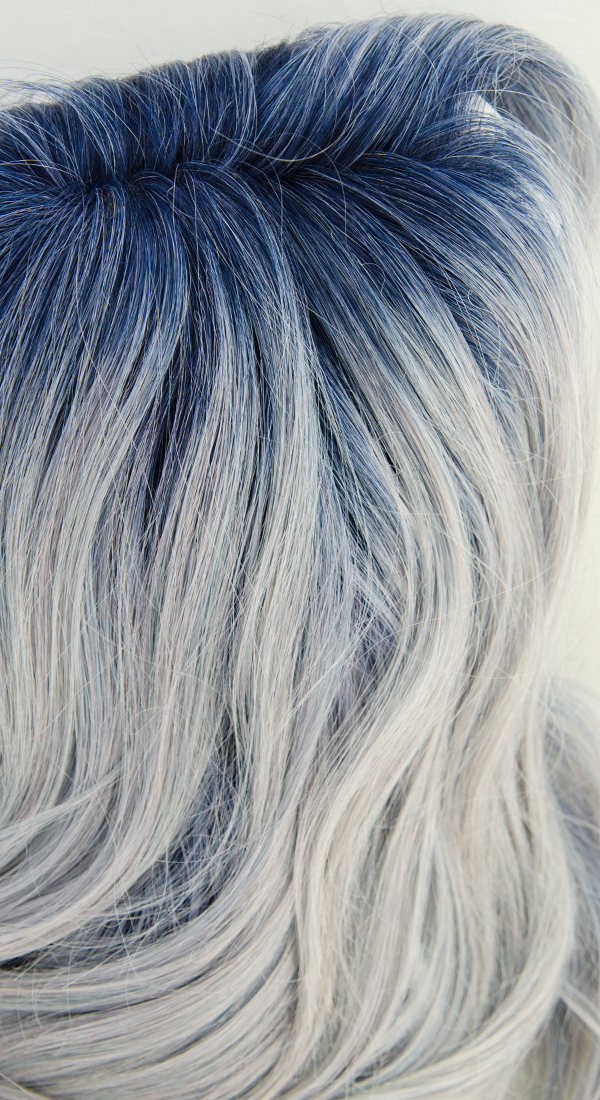 Frozen Sapphire - Very Light Blue Progressing to a Medium Blue with Dark Roots