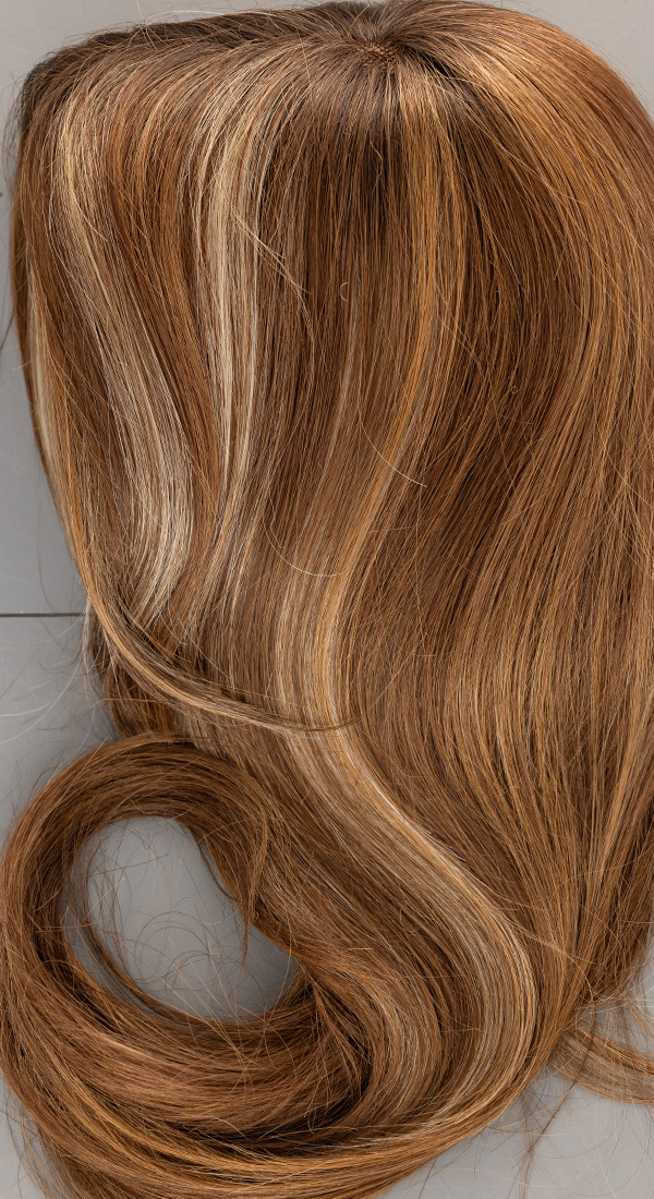 Almond Spice R - Light Brown and Medium Brown Blended with Golden Blond Highlight and Dark Brown Roots (+$5.00)