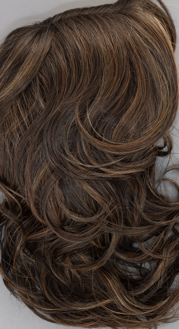 Spiced Mocha - R Dark Brown and Medium Brown Blended woth 1% Medium Golden Blonde Highlights