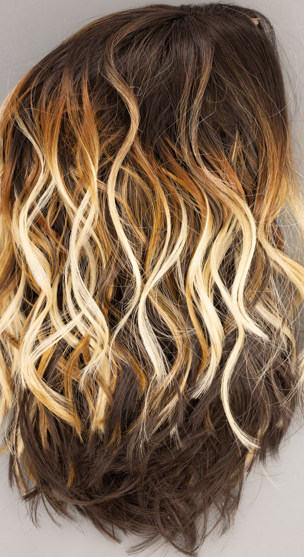 Blonde Ambition - Light Auburn with Long Light Golden Blond Tips with Dark Brown Underlights and Long Dark Brown Roots