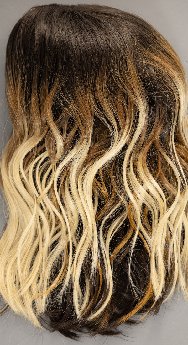 Blonde Ambition - Light Auburn with Long Light Golden Blond Tips with Dark Brown Underlights and Long Dark Brown Roots (+$5.00)