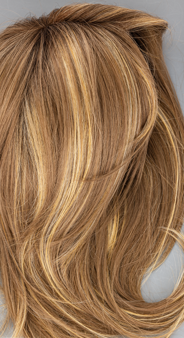 Mochaccino R - Light Honey Brown Blended with Light Gold Blonde with Dark Brown Roots (+$5.00)