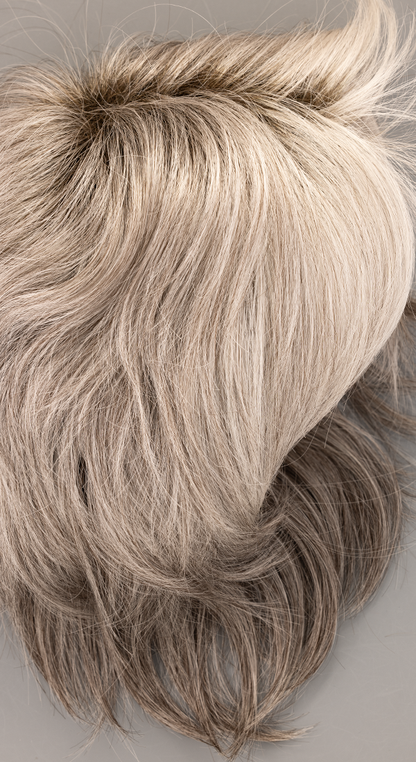 Silver Stone - R Light Grey Blend with Dark Roots and White Bangs and Medium Grey Nape (+$5.00)