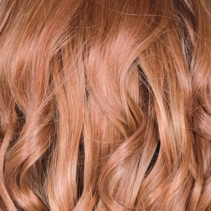 Sumptuous Strawberry - strawberry blonde, a hint of paprika with Dark Brown Roots