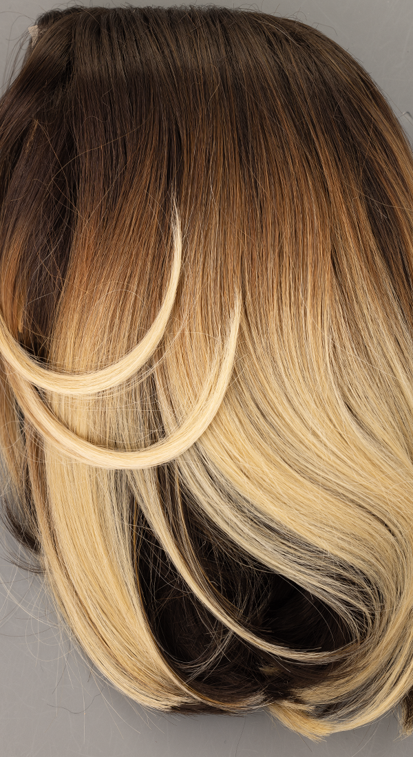 Blonde Ambition - Light Auburn with Long Light Golden Blond Tips with Dark Brown Underlights and Long Dark Brown Roots