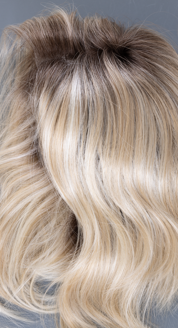 Shadowed Custard - Champagne with Light Golden Blond Highlights with Dark Roots