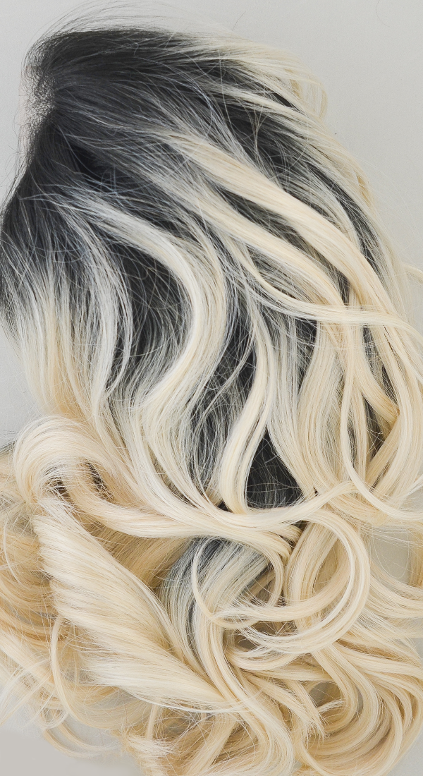 Creme de Coco - Platinum and Champagne Blonds with Long Dark Roots