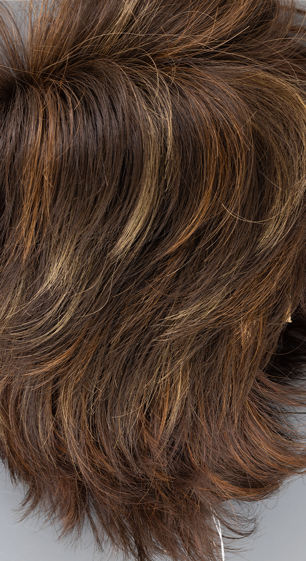 Cola Swirl - Medium Dark Brown Blended with Lightest Brown with Auburn and Light Blond Highlights