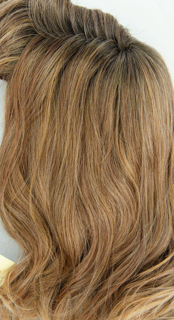 Caffe Macchiato - Light Brown with Medium Auburn and Dirty Blond Highlights with Dark Roots