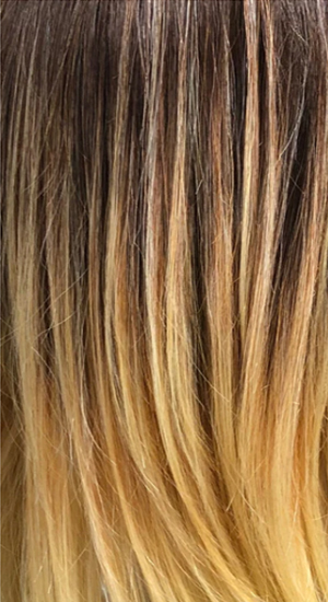 Sweet Mango - Strawberry Blonde and Golden Blonde Blended with Dark Brown Roots