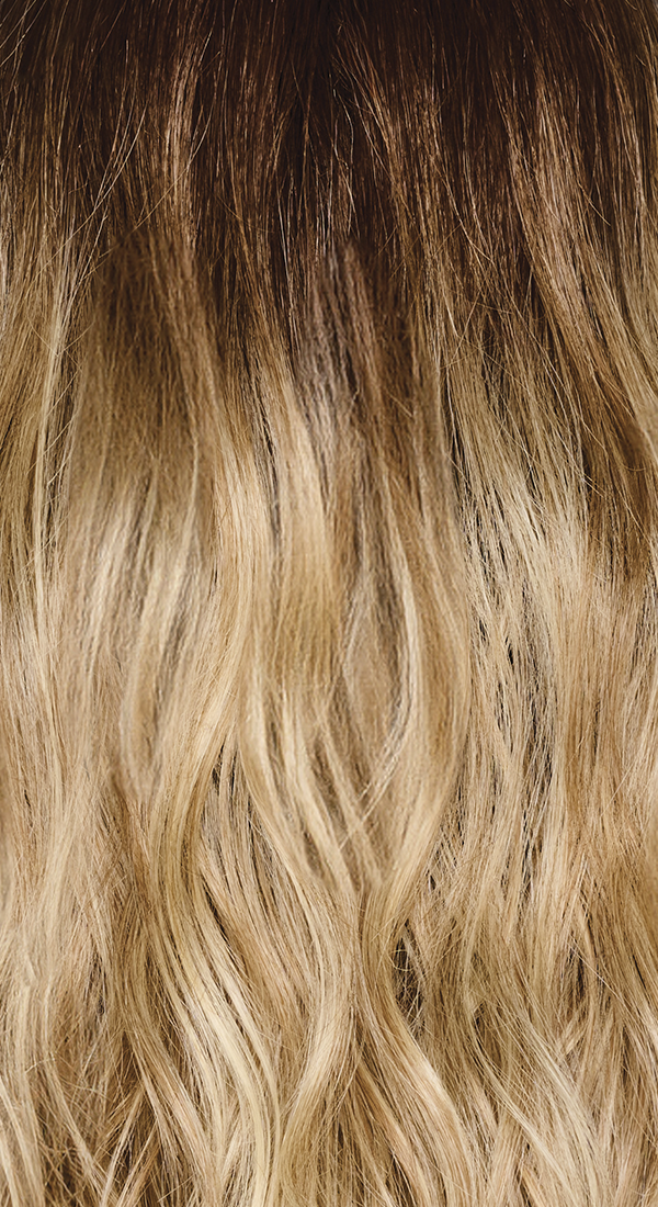 RL8/24OM Golden Blonde with Long Dark Brown Roots