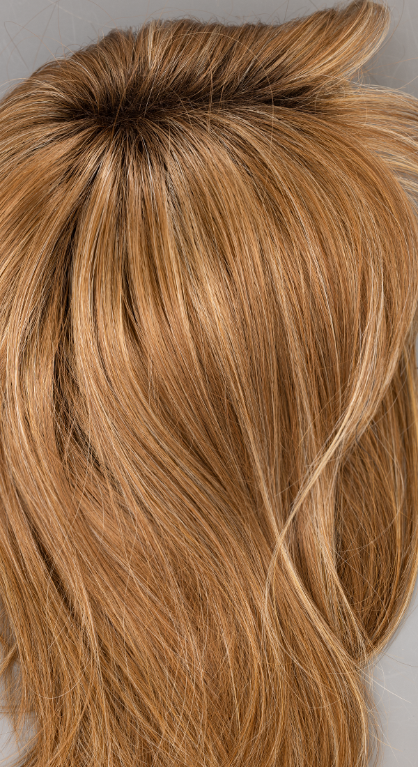 Maple Sugar R - Soft Light Auburn with Golden Blonde Highlights and Dark Brown Roots (+$5.00)