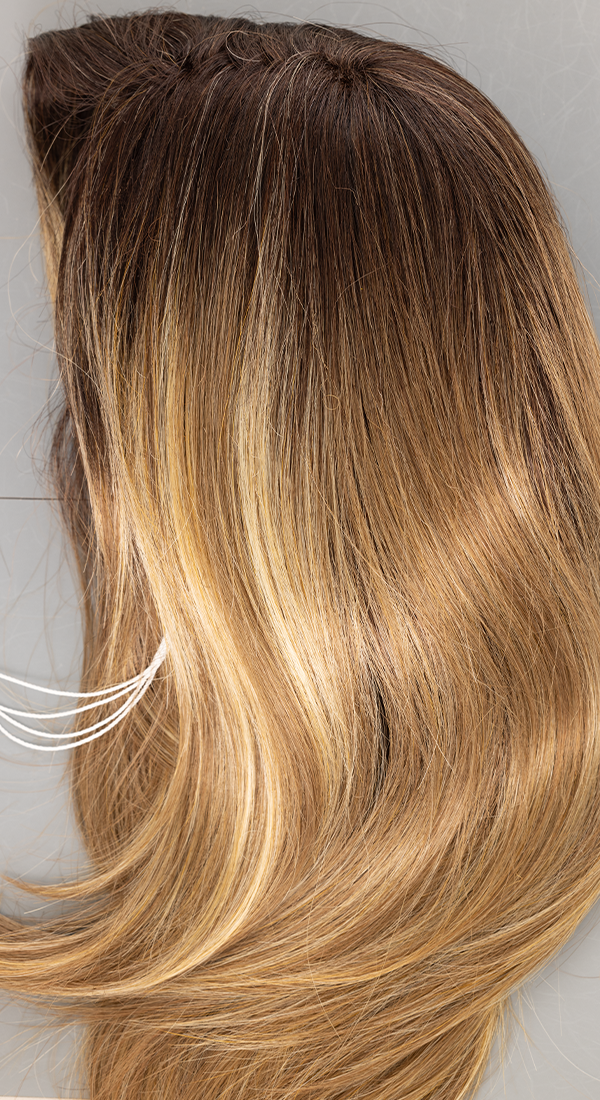 Mochaccino LR - Light Brown and Golden Blond Blended with Long Dark Roots (+$7.00)