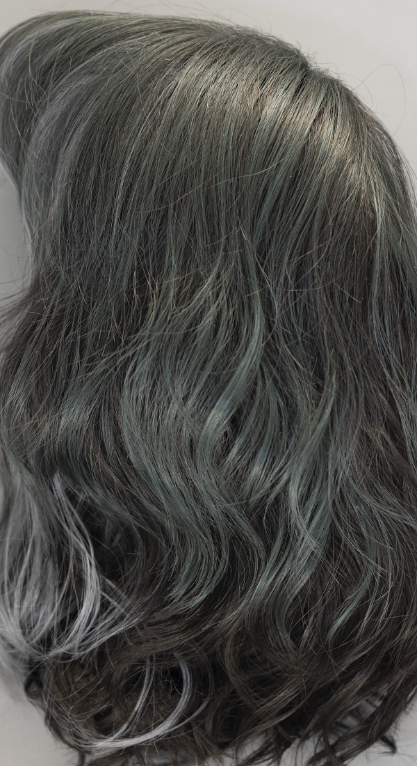 Cosmic Teal - Black Roots with Teal (Bluish Green) and Grey Highlights