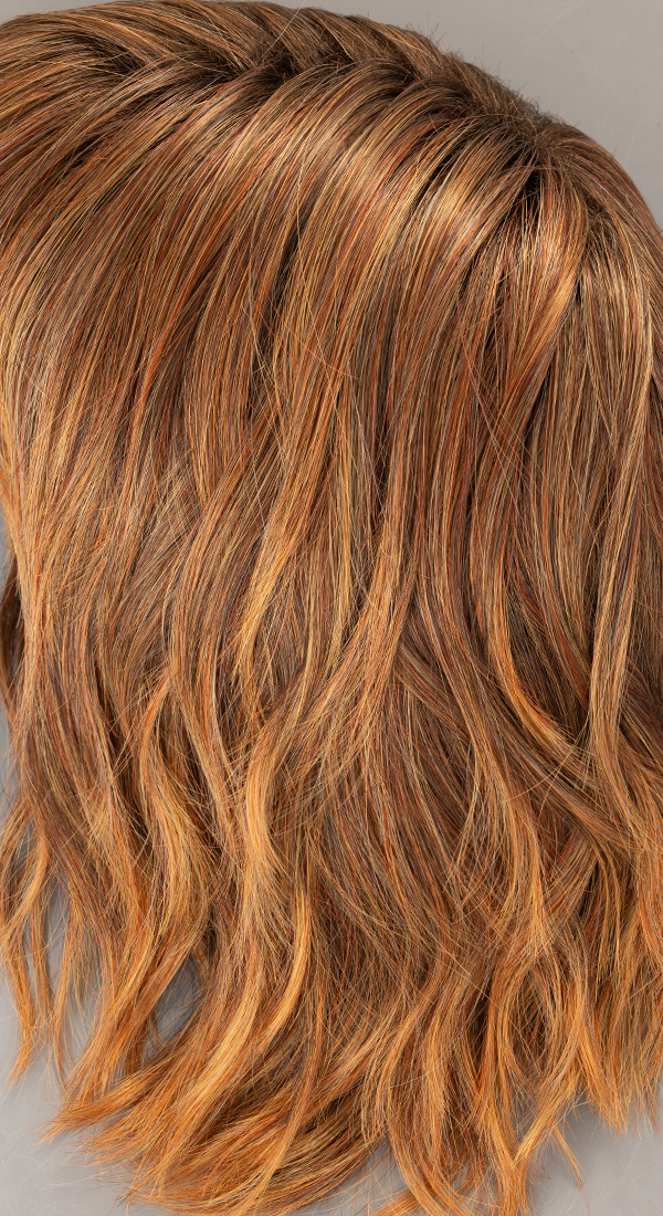 Copper Sunset - Dark Brown Roots progressing to Dark Brown,Copper and Light Auburn Blend then Tipped with Light Copper